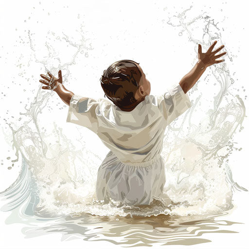 Baptism clipart in a photo realistic style on flat white background
