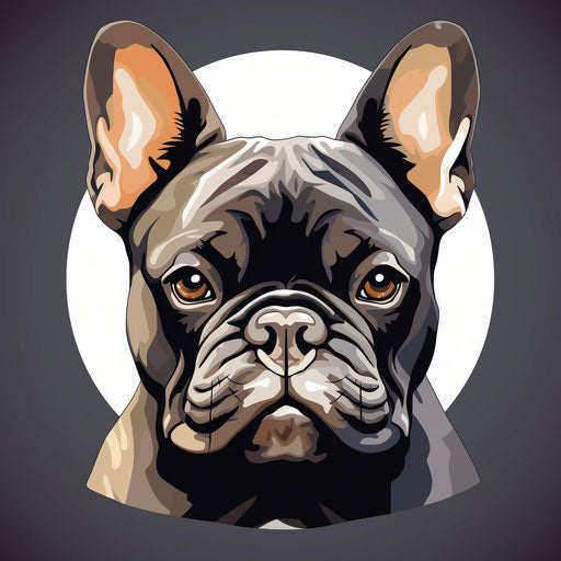 French bulldog head in black and white, flickr-style sketch