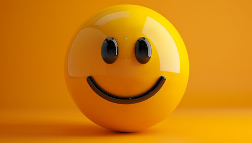 Yellow smiling face, vray style, decorative commission