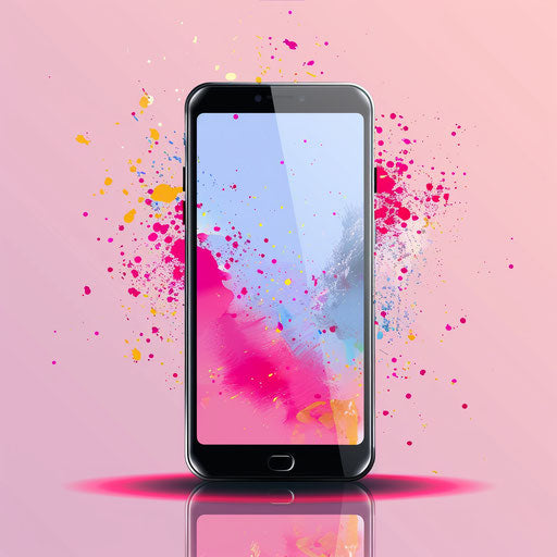 Mobile clipart in photo realistic style with a flat random background, vibrant tones and enhanced clarity