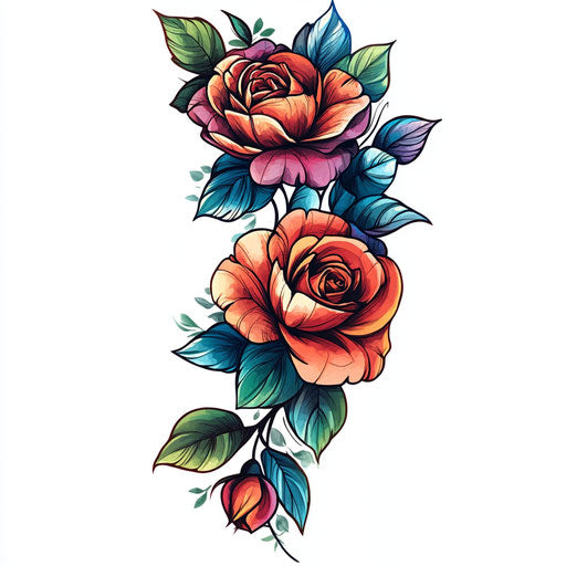 Neo-traditional lower leg tattoo with vibrant colors