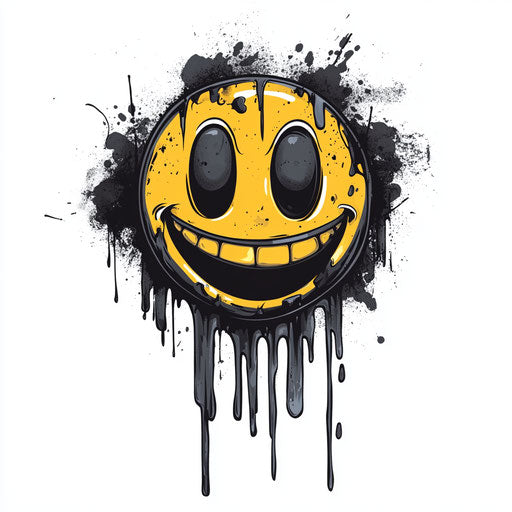 Flat tattoo sketch of a melting face smiley tattoo