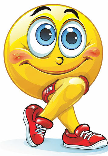 Yellow smiley face with red shoes
