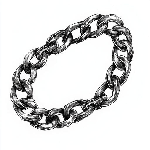 Men's bracelet flat tattoo sketch with chain link pattern