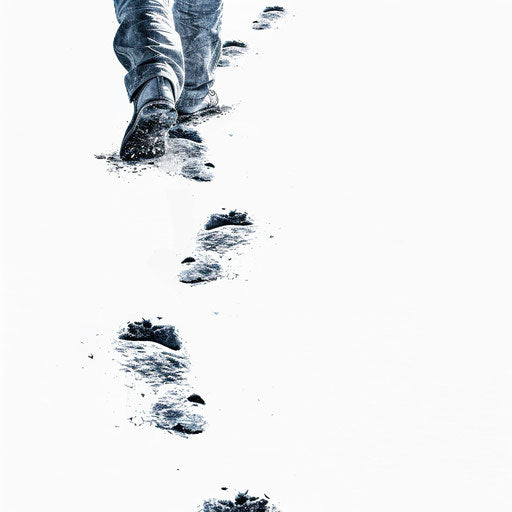 Realistic footprints on flat white background