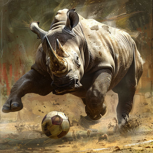 Rhino playing soccer with agility