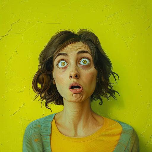 Realistic fear on bright chartreuse backdrop