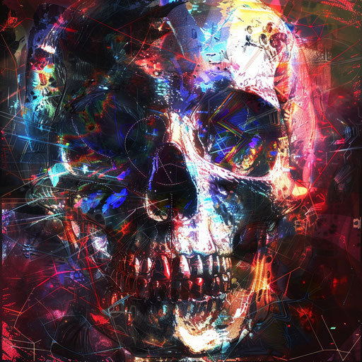 Gamercore skull in shiny and haunting style