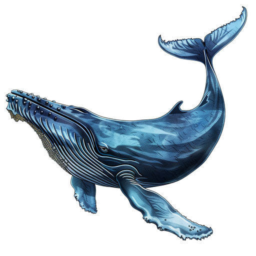 Realistic blue whale clipart on white background