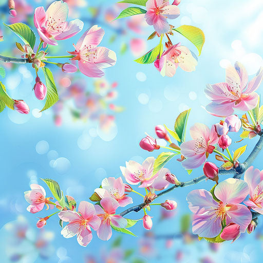 Spring illustration in photo realistic style with a flat random background