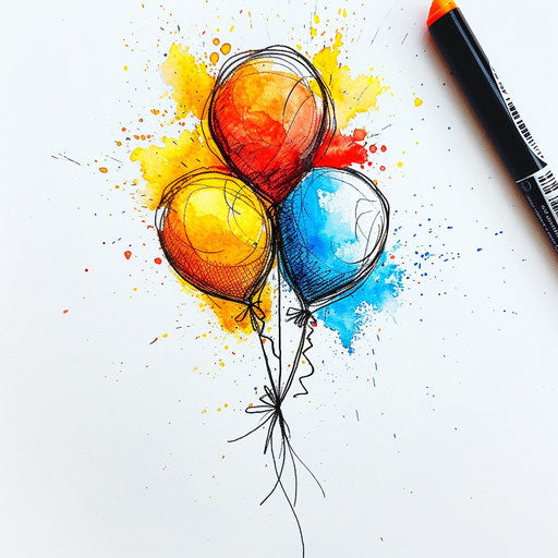 Three points as balloons in festive clipart style