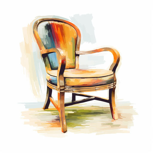 Chair illustration in the style of Oil painting, on white background