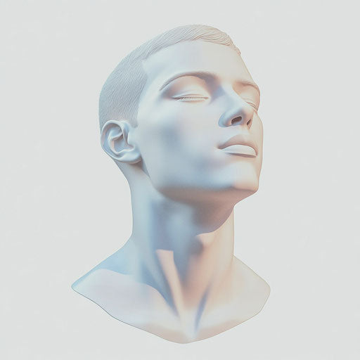 3D realistic head on flat white background, isolated clipart