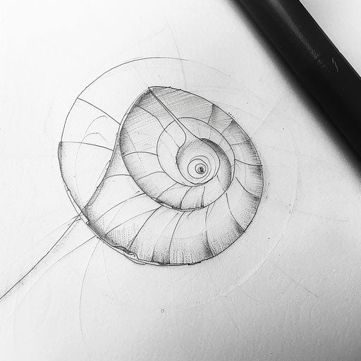 Minimalist black tattoo of Fibonacci spiral