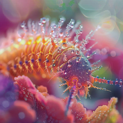 Worm with dew drops