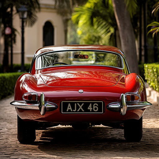 Jaguar E type car Rearview