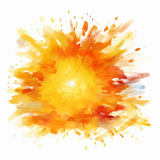 Sun clipart in Impressionistic Art style on white background