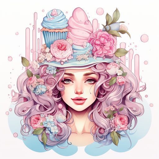 July illustration in the style of Pastel Colors Art, on a white background