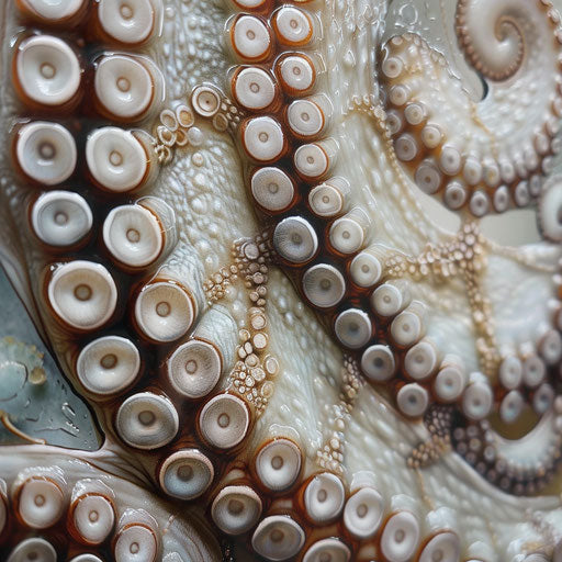 Octopus suction cups on glass