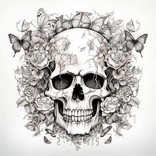 Skull with Butterfly Wings Coloring Book