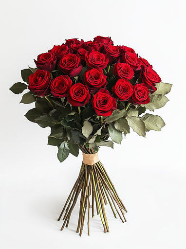 30 red roses bouquet, clipart on white background