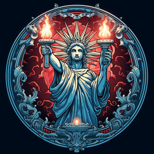 Statue of Liberty with Torch, Decorative Relief Style