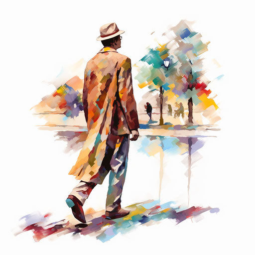 Walk clipart in the style of Impressionistic Art