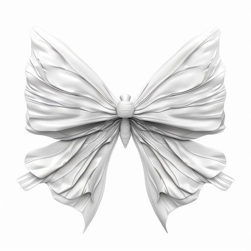 Bow clipart in photorealistic style with a flat random background, monochrome palette and detailed wings
