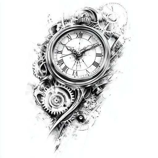 Steampunk tattoo design for men on inner bicep