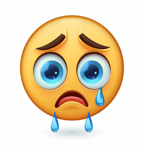 Sad face with blue tears and clear snot