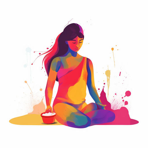 Holi clipart in Minimalist style, on white background