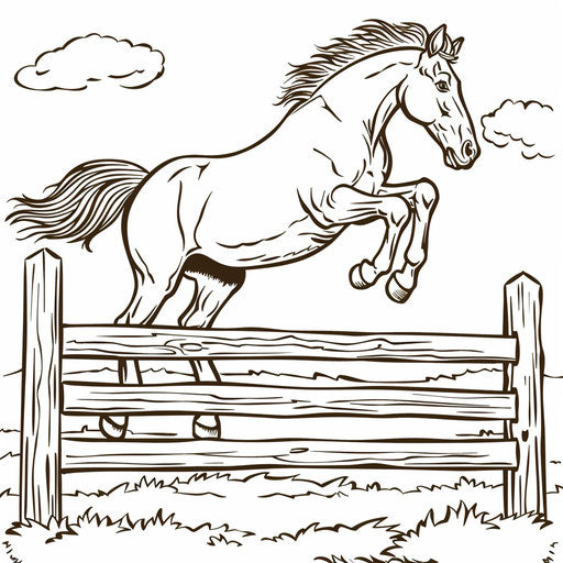 Pony jumping over a fence