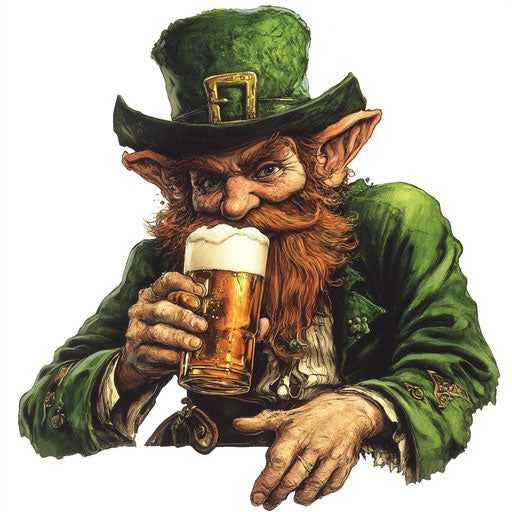 Leprechaun drinking beer on st patricks day