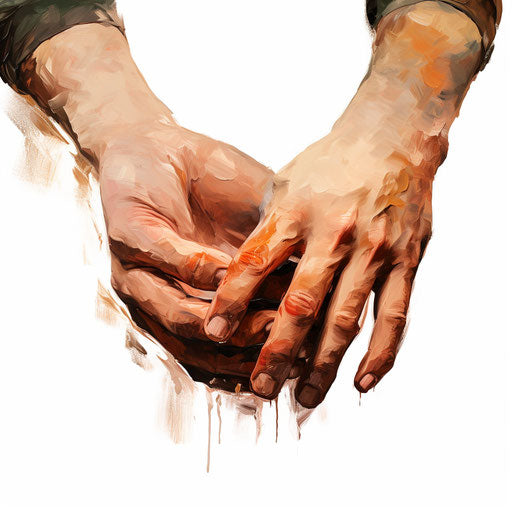Art clip hands in the style of Oil painting on white background
