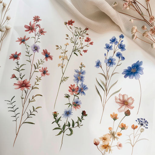 Wildflower tattoos with a vintage flair