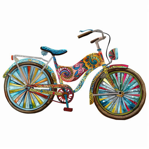 Realistic bike clipart on plain white backdrop, vivid hues and detailed patterns