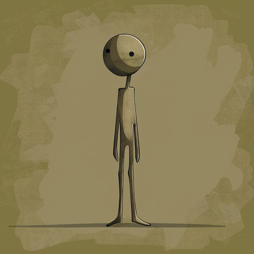 Claymation drawing on olive background with soft gradients