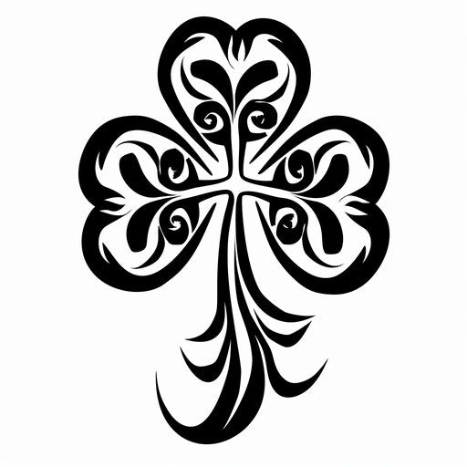 Bold tribal shamrock tattoo on clean white background