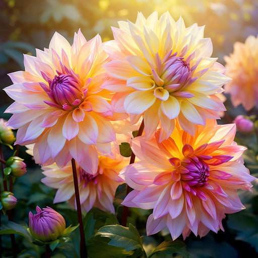 Dahlia hybrid in blooming flowers under bonny light