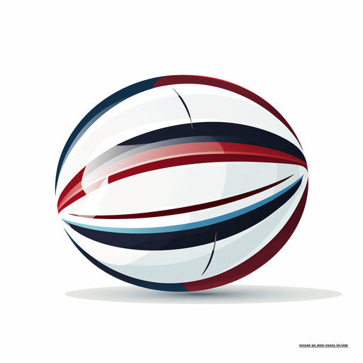 Minimalist style rugby ball on white background
