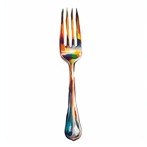 Fork in the style of oil painting, on white background