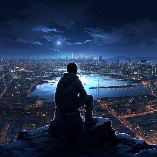 Urban night view from a rooftop