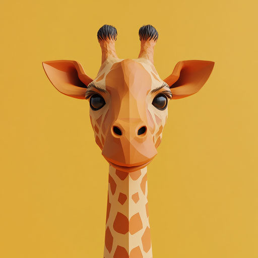 3D giraffe on flat white background, isolated clipart