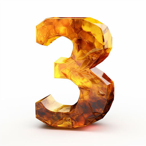 Number 3 in the style of Chiaroscuro Art, on white background