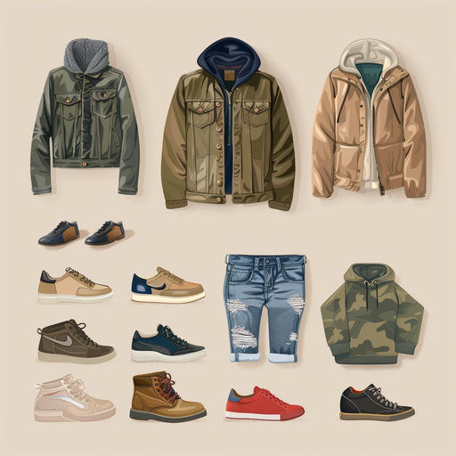 Clothes clipart in photo realistic quality on flat beige background