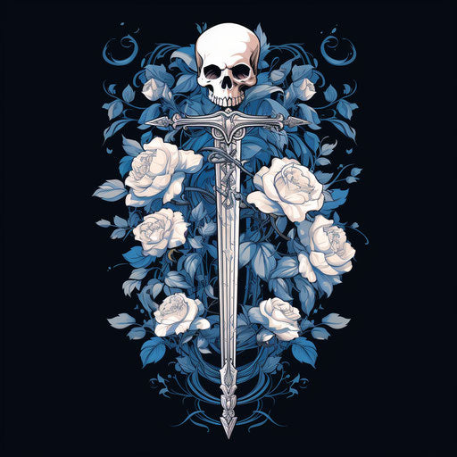 Sword and roses in tattoo design vector