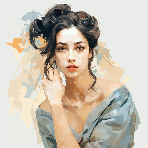 Market clipart in the style of Oil painting on white