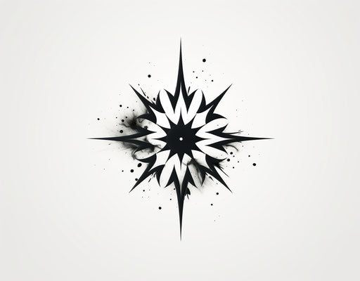 Black and white star tattoo design, sketch style, stars art group, small simplified brushstrokes