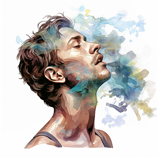 Breathing clipart in the style of Oil painting, on a white background