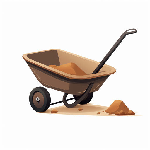 Minimalist style wheelbarrow clipart, on white background